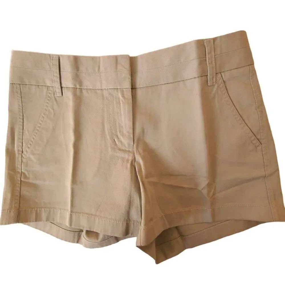 J. Crew Womens Flat Front Zip Fly 4" Inseam Chino Shorts Beige Size 6 NWT